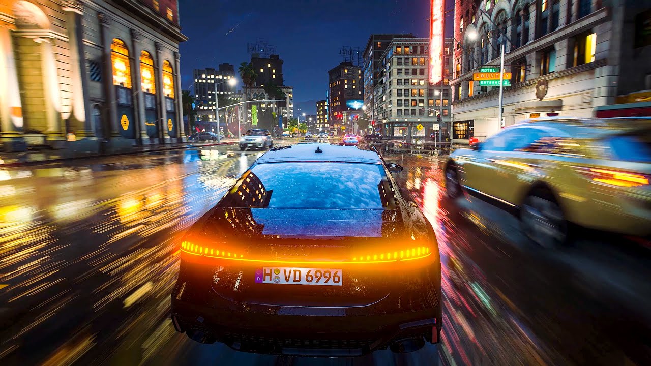 GTA 5 Real Life In Night Rain - Realistic Weather Ultra Graphics - Ray Tracing Look Insane!