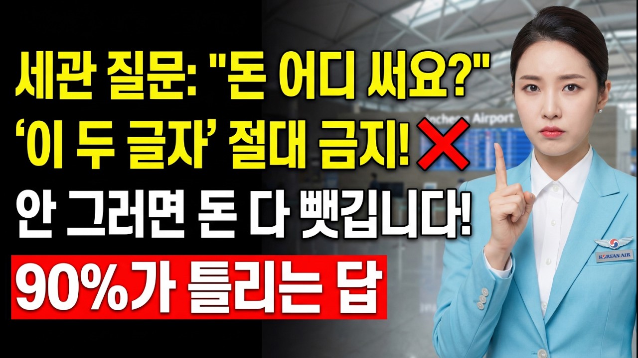 세관에서 돈 어디 쓰냐고 물을 때 절대 이 두 글자 말하지 마세요! 안 그러면 돈 당장 뺏깁니다 (90%가 틀리는 답)