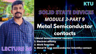 MODULE - 3 PART 9 || SSD || KTU || Metal Semiconductor contacts