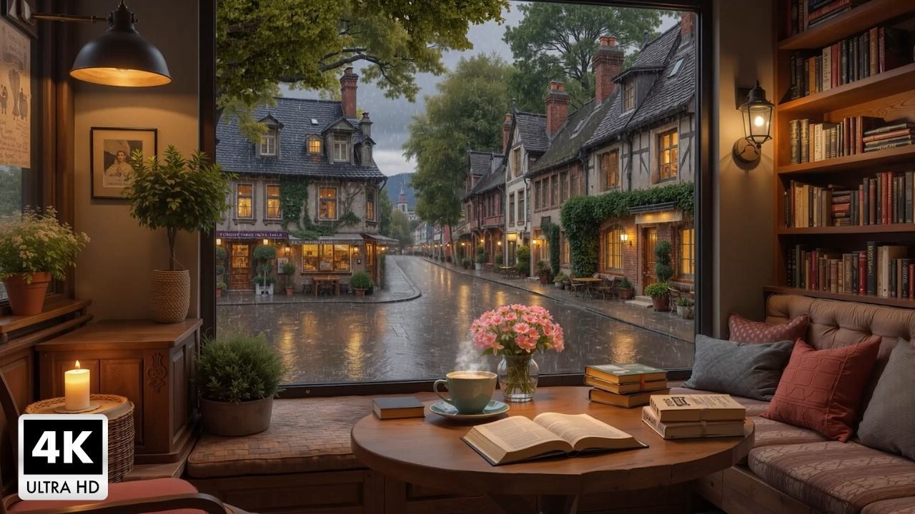 Drizzled Night at a Beautiful Cafe ~ Relaxing Jazz Music to Reduce Stress, Study, Work & Calm Nights