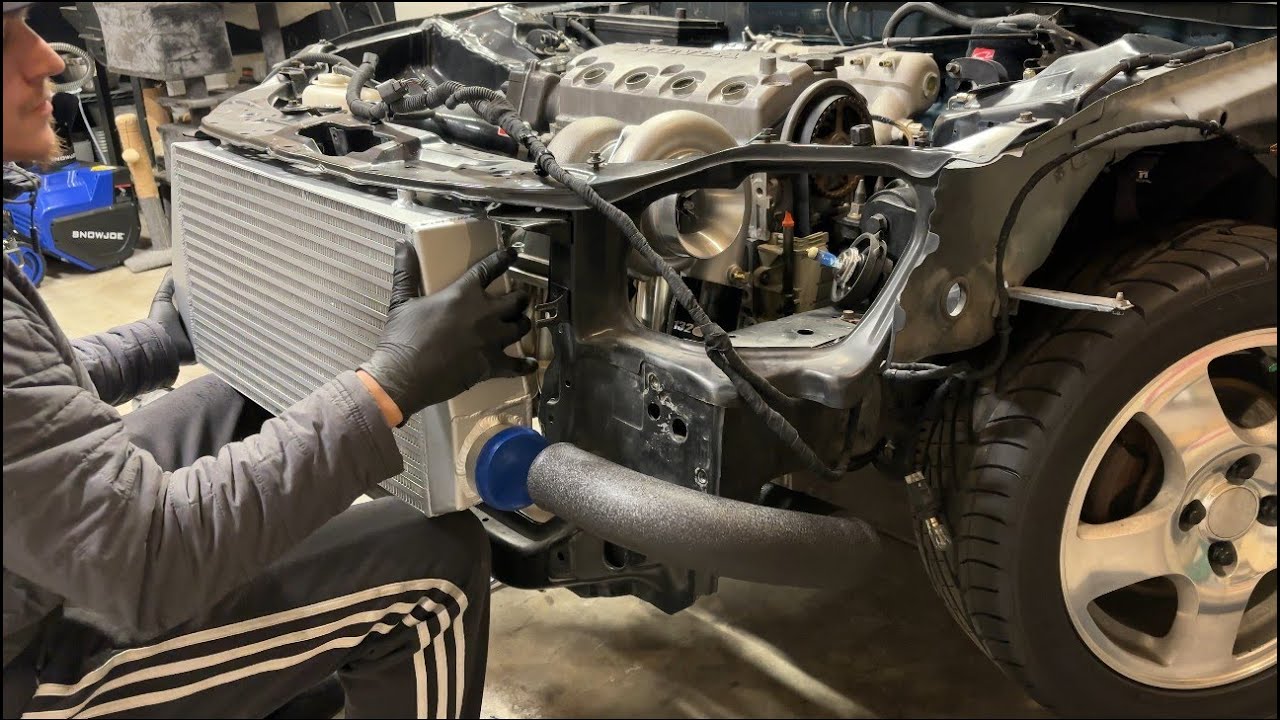 big turbo D16 gets HUGE 1320 intercooler!