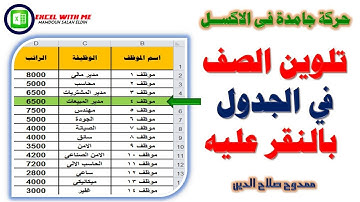 حركة جامدة وخطيرة فى الاكسل | تلوين صف فى الجدول عند النقر عليه فى الاكسل