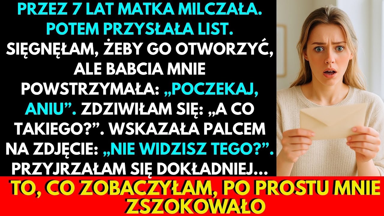 Siedziałam w kuchni babci, gdy na stole spoczęła koperta z charakterem pisma, którego nie widziałam od siedmiu lat. Serce podeszło mi do gardła, ręce drżały, gdy babcia nagle położyła dłoń na...
