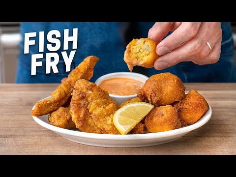 Fish Fry Crispy Catfish with SUPER Easy Hush Puppies