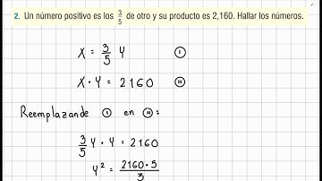 [EJERCICIO 275] Un número positivo es los 3/5 de otro y su producto es 2,160. Hallar los números.