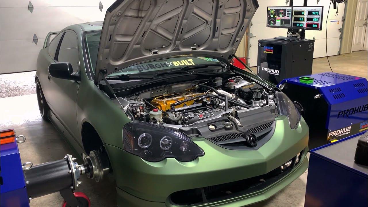 Turbo k20z1 RSX dyno runs! Stock internals YouTube