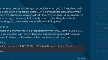 Mastering SQL: Using CASE, WHEN, and CAST with Aliases