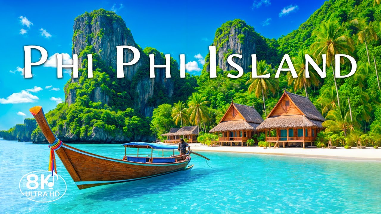 Живописные острова Пхи-Пхи 8K | Бирюзовые воды, белый песок и успокаивающая фортепианная музыка