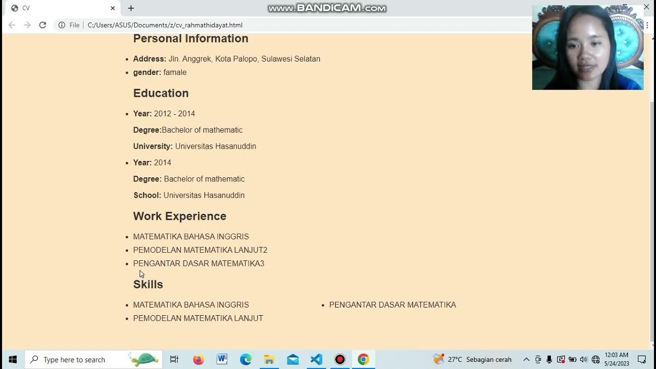 pembuatan CV menggunakan html dan css - YouTube