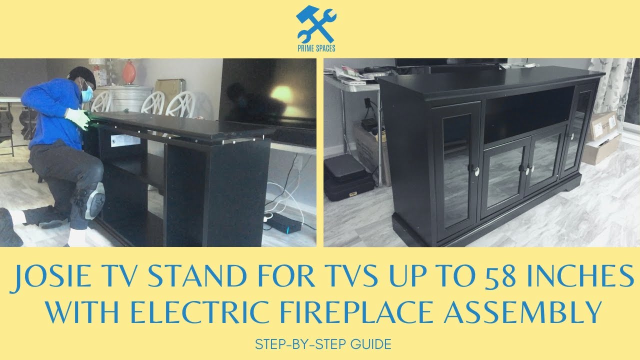 Walker Edison Highboy-Style Transitional Glass Wood TV Stand Assembly Middlebrook 52-inch, Universal