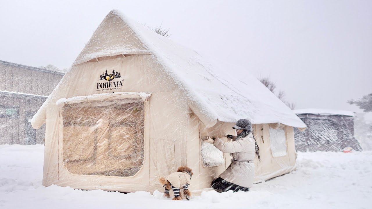 ❄️ Снежный кемпинг в гигантской надувной палатке с сосульками при температуре -15°C