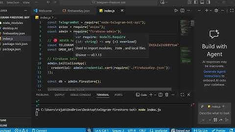 Telegram chatbot +API key + firestore Database integration ||401 capstone project video