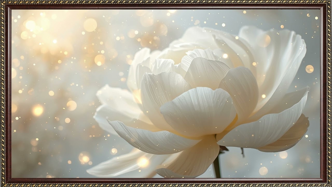 Museum Style White Peony | 8K Ultra HD TV Art