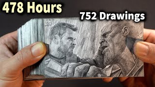 Thor VS Thanos Flipbook | 100 DAYS to draw | DP ART DRAWING
