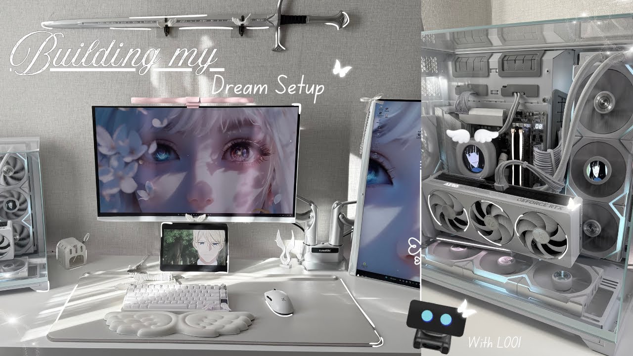 Building My Dream setup 🪽｜Aesthetic white Glass PC with LOOI 🔧｜O11 Vision , RTX 5070ㅣLIAN LI Build