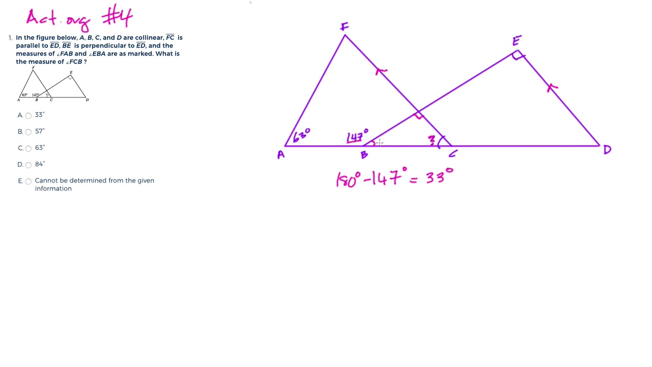 ACT.org Math Set 4, Question 1 - YouTube