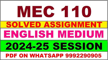 mec 110 solved assignment 2024-25 | mec 110 solved assignment in english 2025 | mec 110 2024-25