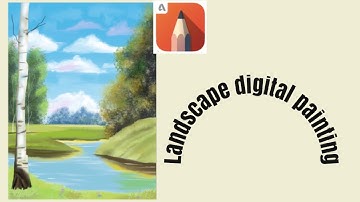 Landscape digital painting using Autodesk sketchbook
