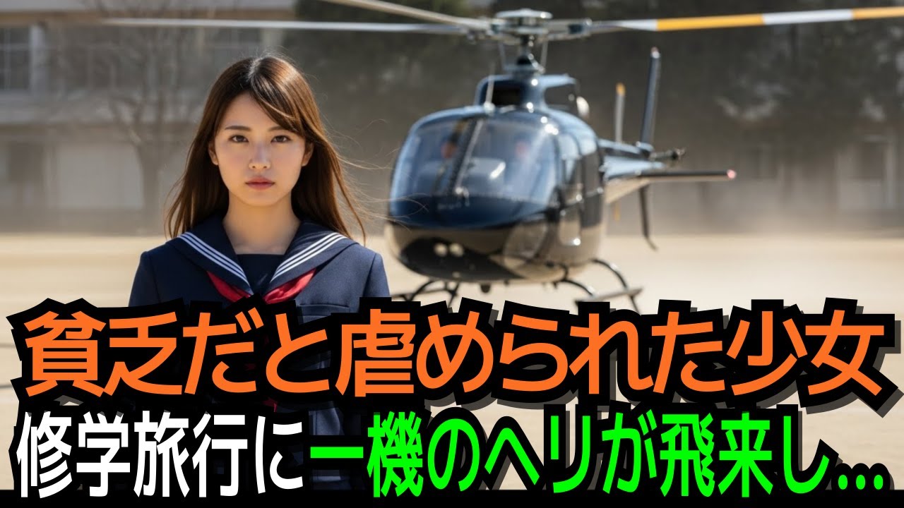 貧乏だと虐められた少女、修学旅行に一機のヘリが飛来し…