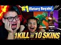 1 KILL = 10 FREE SKINS FOR MY 9 YEAR OLD LITTLE BROTHER! 9 YEAR OLD PLAY SOLO FORTNITE BATTLE ROYALE