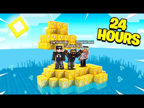 Surviving on a Lucky Blocks Island for 24 Hours in Minecraft! (W/ Darkomode & YaBoiAction)