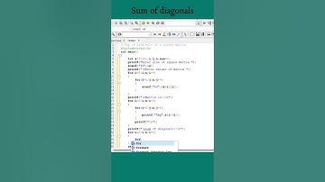 #86 Sum of diagonals of a matrix || 2-D array || C Program #shorts #coding #shortvideo #array