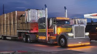 Truck Drivers in Arizona seen driving along a gloomy winter desert highway, Truck Spotting USA