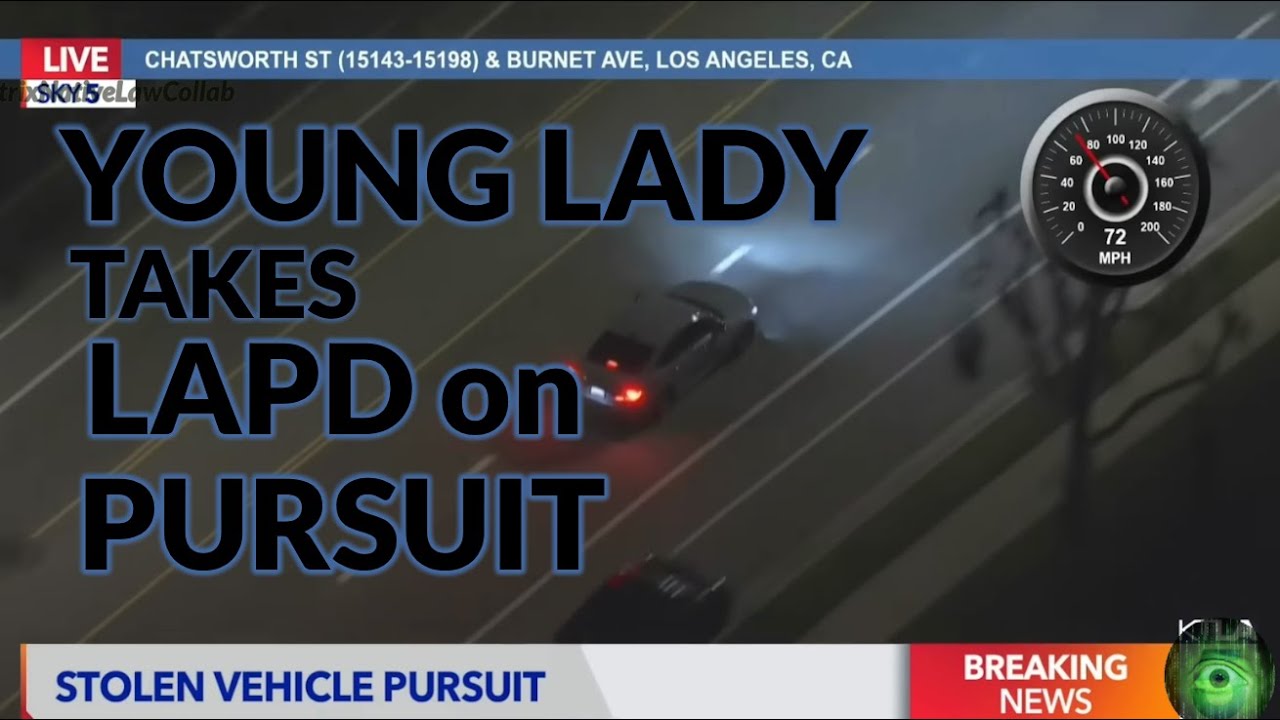 Lady in STOLEN VEHICLE leads LAPD on a High Speed Pursuit must deploy ...