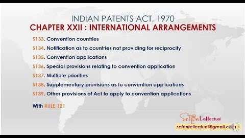 S133-S139; INDIAN PATENTS ACT; CHAPTER XXII : INTERNATIONAL ARRANGEMENTS  (Indian Patent Agent Exam)