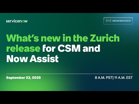 Join us for an exciting webinar to discover the latest innovations in Customer Service Management and Now Assist for CSM (AI) in the Zurich family and Q3 releases. This session will cover new capabilities for the front office, customer experience, agent experience, and Now Assist.