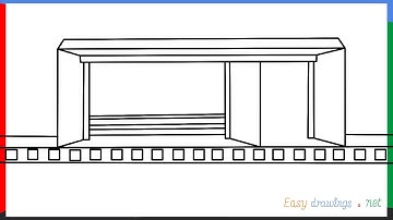 How to draw a Bus stop step by step for beginners