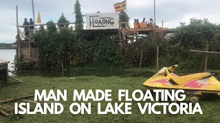 Man made floating island on lake Victoria Uganda 🇺🇬 Africa