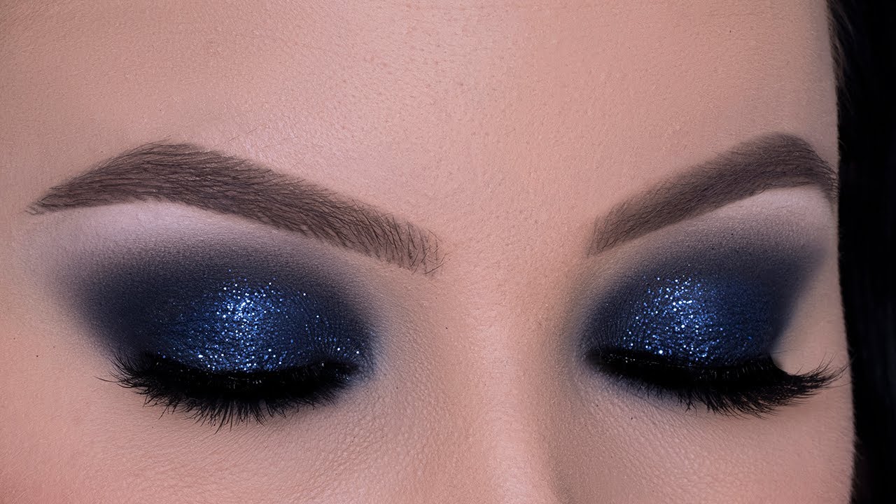 Navy Glitter Smokey Eyes Tutorial