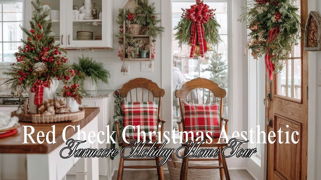 Rustic Farmcore Christmas Decor | Red Checks, Cozy Cottage Farmhouse ...