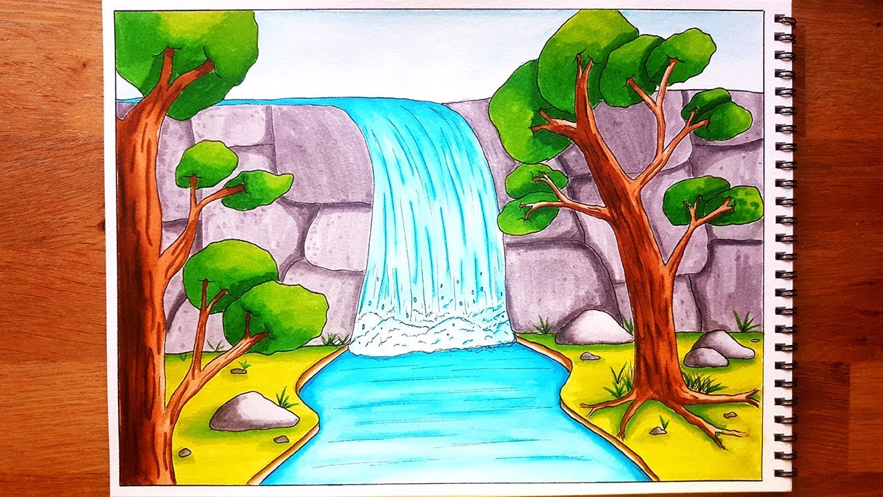 Featured image of post How To Draw A Waterfall Scenery - Angel falls in venezuela is the tallest waterfall in the world, cascading an amazing 3,200 feet.