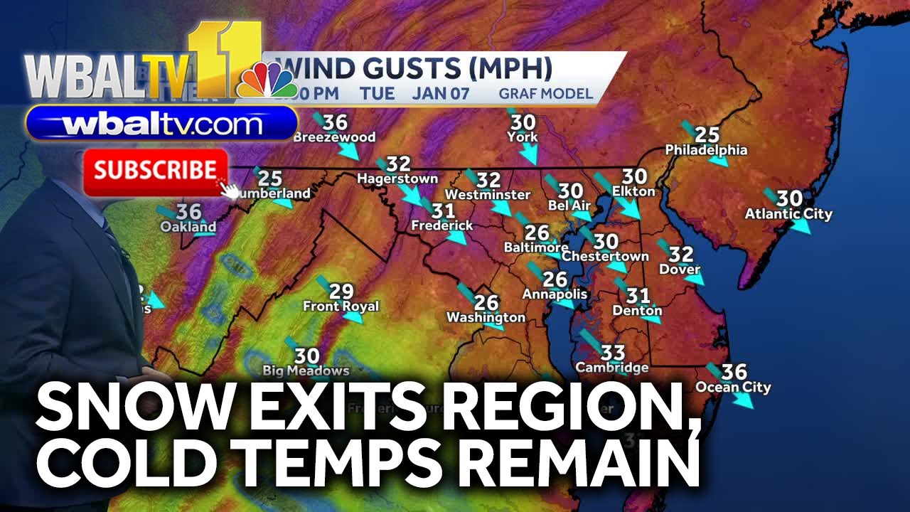 Maryland weather: Snow exits region, cold temperatures to stay - YouTube