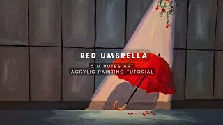 HOW TO PAINT A RED UMBRELLA | ACRYLIC PAINTING TUTORIAL FOR BEGINNERS