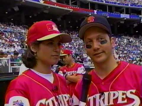 MLB Stars & Stripes Celebrity Softball Game 1996 - Suzy Kolber's awkward interview with Bill Cosby