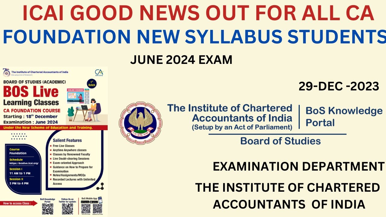 ICAI IMPORTANT ANNOUNCEMENT FOR ALL CA FOUNDATION STUDENTS FOR JUNE ...