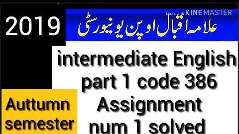 Aiou intermediate Students English Part 1 book code 386 solve Assignment num 1 Auttumn semester 2019