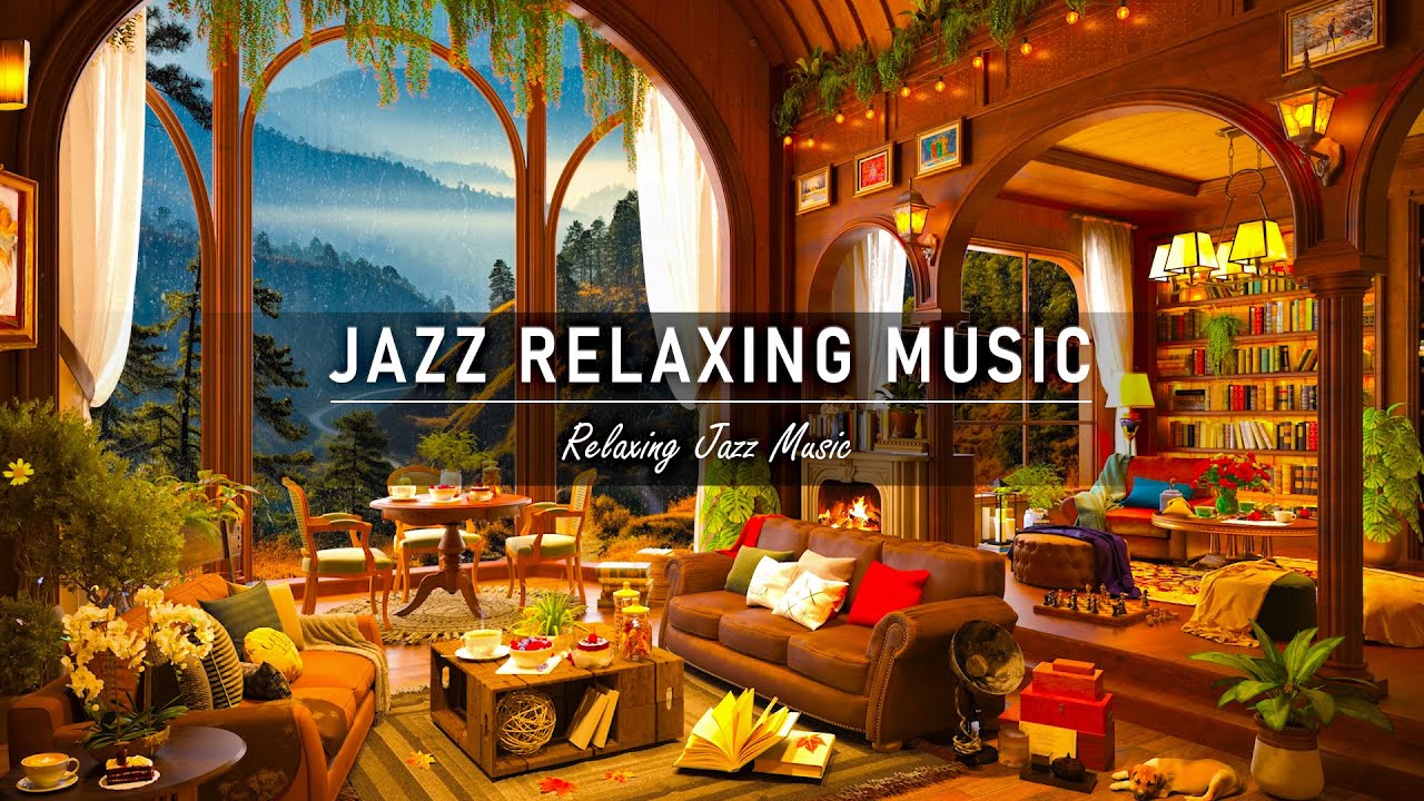 Jazz Relaxing Music ☕ Autumn Rainy Day Cozy Coffee Shop with Smooth ...