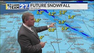 Lake effect snow showers develop Thursday