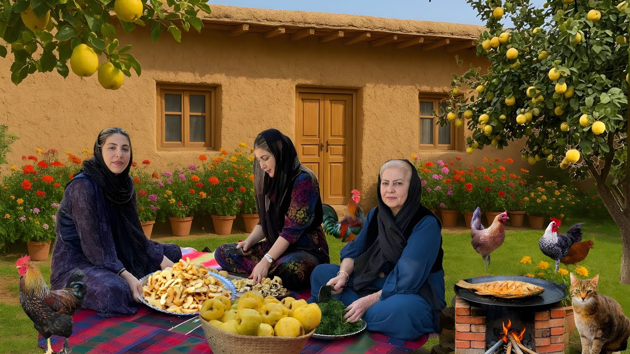 Traditional Village Cooking 🍁Making Quince Jam & Crispy Fish in Village