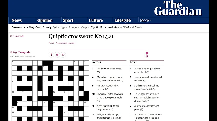 The Guardian Quiptic Crossword No. 1,321 - 16/03/2025