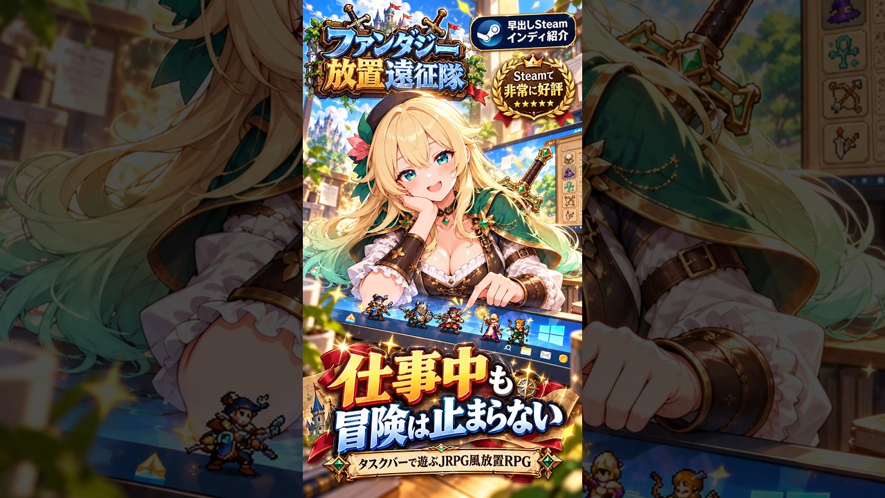 ファンタジー放置遠征隊｜タスクバーで勇者が冒険する放置RPG【早出しSteamインディ紹介】 by げーむにゅーす東京