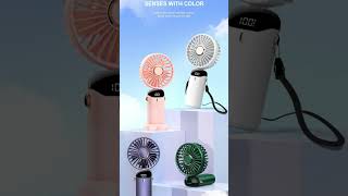 *Mini Portable & Foldable Fan USB Rechargeable Handheld Fan Smart Led Digital Display 5 Speed Fan*
