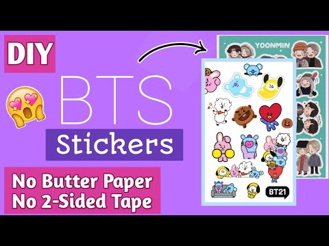 diy bts stickers at home how to make stickers without printer or double sided tape journaling youtube