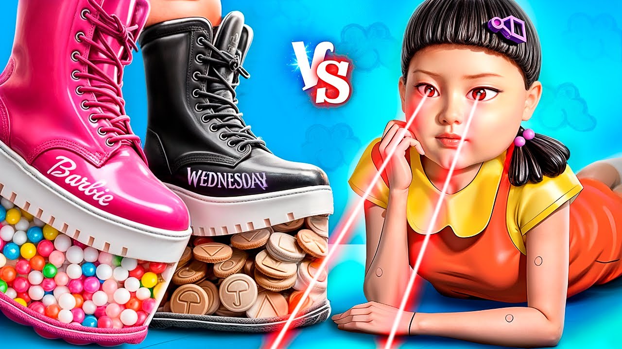 Panenka Barbie proti Wednesday Addamsové ve Squid Game