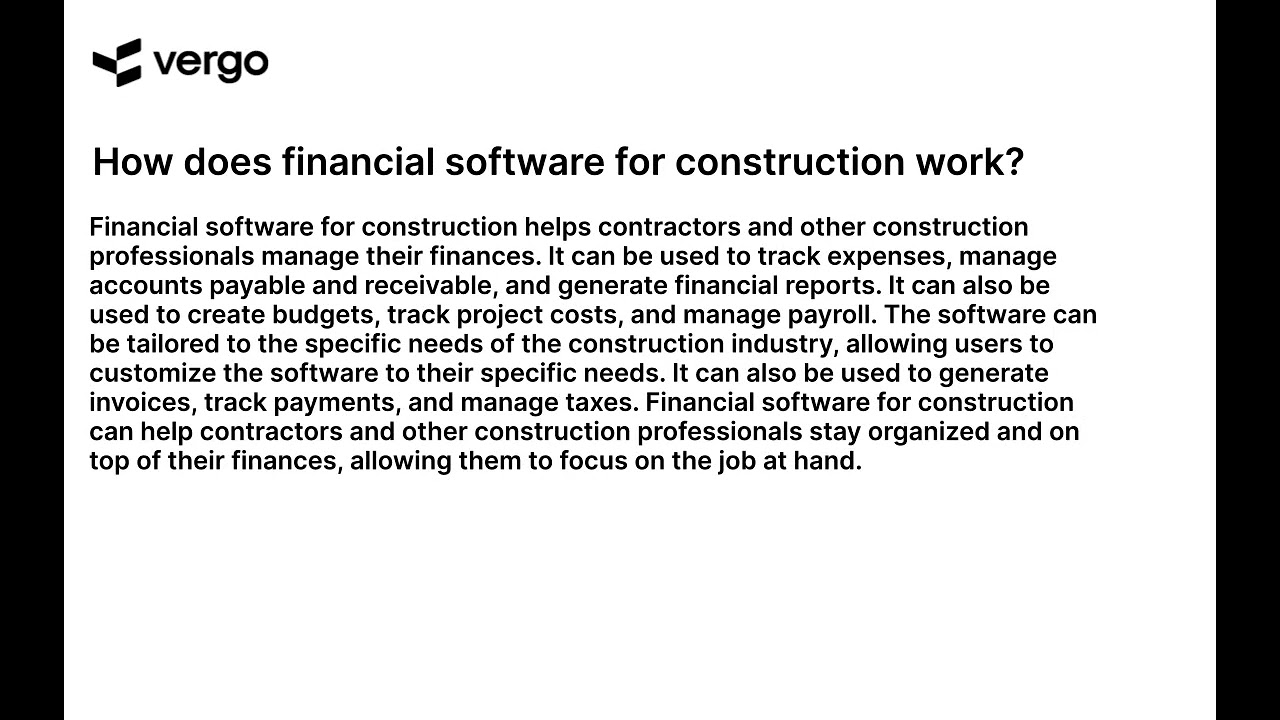 Construction Financial Software Explained