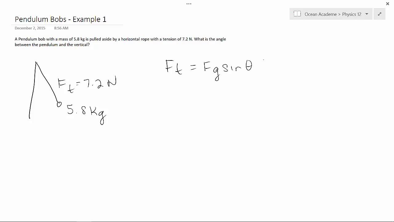 Physics 12 - Pendulum Bobs - Example 1